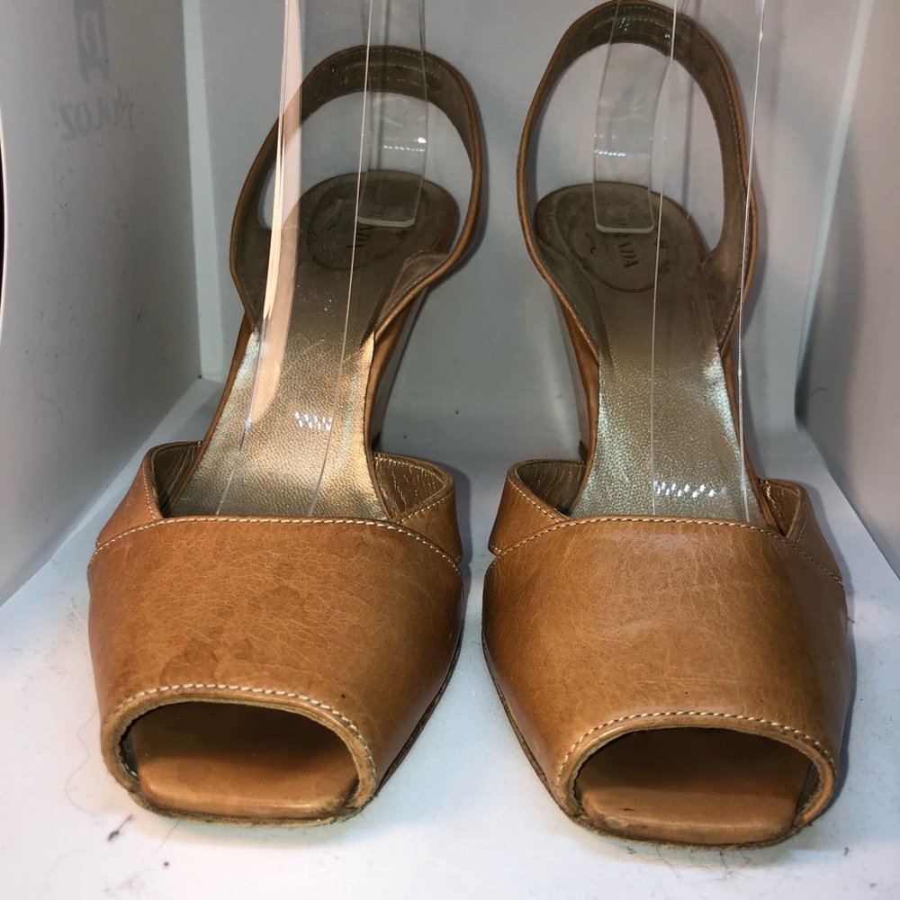 Brown Prada Peep-toe wedge